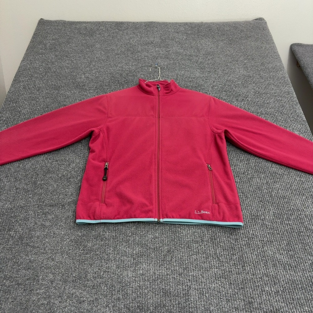 LL Bean Fleece Jacket Women S Pink Polyester Polartec Full Zip Mock Neck Outdoor